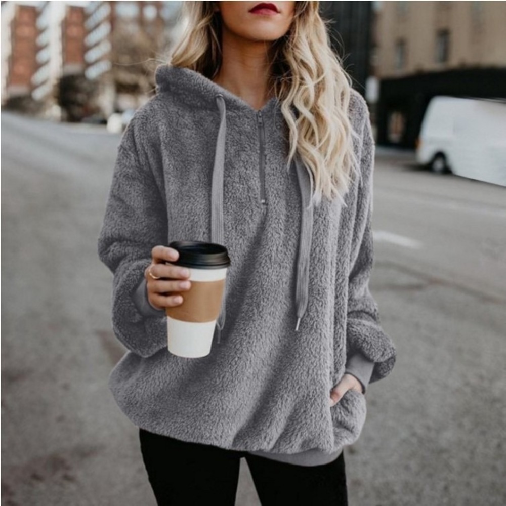 Cozy Escape Quarter Zip Teddy Hoodie